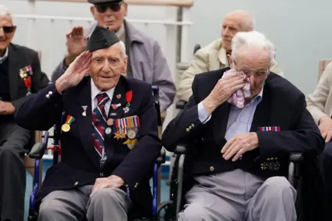 Jordan Pettitt/PA Media D-Day veterans Bernard Morgan and Jack Mortimer 