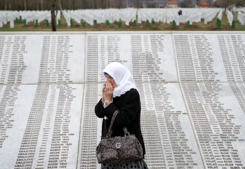 A woman at the Memorial centre Potocari, near Srebrenica