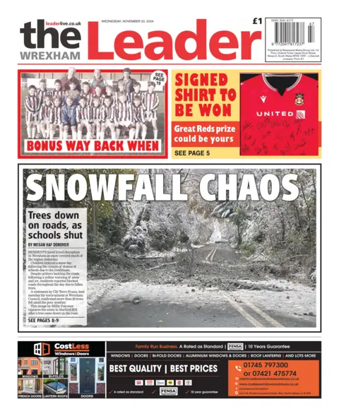 Wrexham Leader Front page of the Wrexham Leader