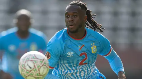 Aaron Wan-Bissaka in action for DR Congo 