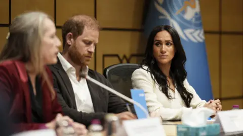 PA Media The Duke and Duchess of Sussex attended a World Health Organization round-table event with key donors and humanitarian partners