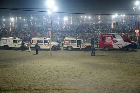 AFP Ambulance arrive near the site of a stampede at the Maha Kumbh Mela festival