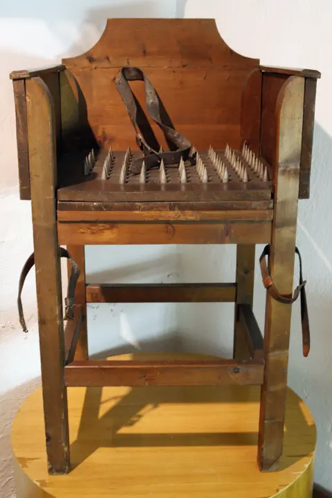 Getty Images The torture chair, a chair with spikes which was used in Nuremberg and Regensberg until 1809 during interrogations, particulary during trials, is seen at the Criminal museum in Rome, 12 January 2006