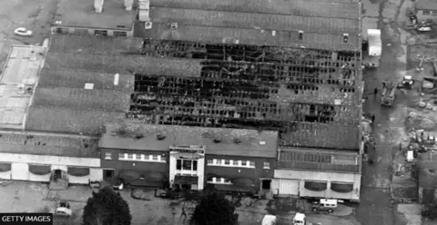 Getty Images The remains of the building after the blaze