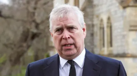 Andrew Mountbatten Windsor attends Sunday Service at the Royal Chapel of All Saints, Windsor, on 11 April 2021.
