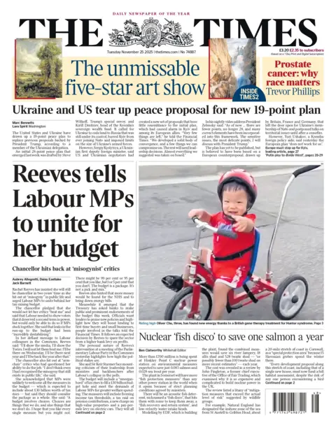 Chancellor hits back at 'misogynist' critics," reads the headline on the front page of the Times.