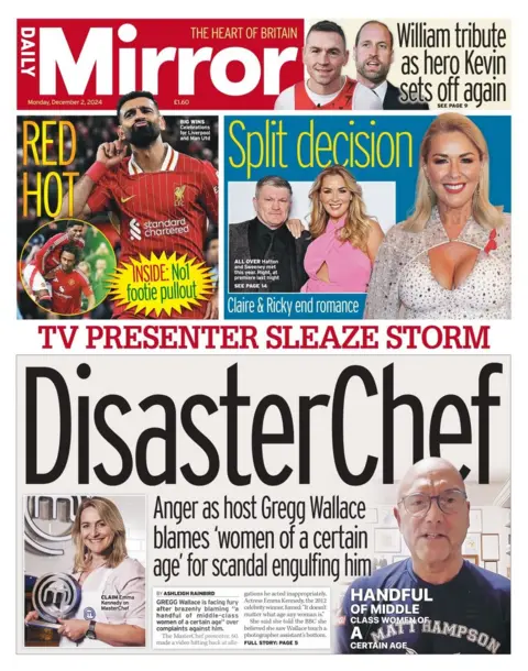 The headline in the Daily Mirror reads: DisasterChef