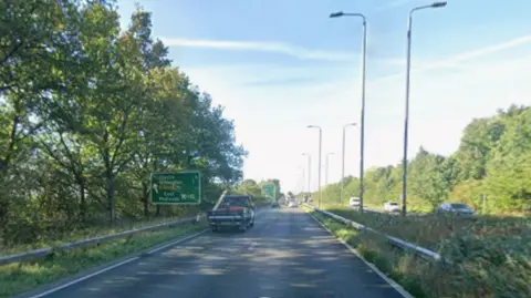 Street view of the A38, between Toyota Island and Findern Island, in Derby.
