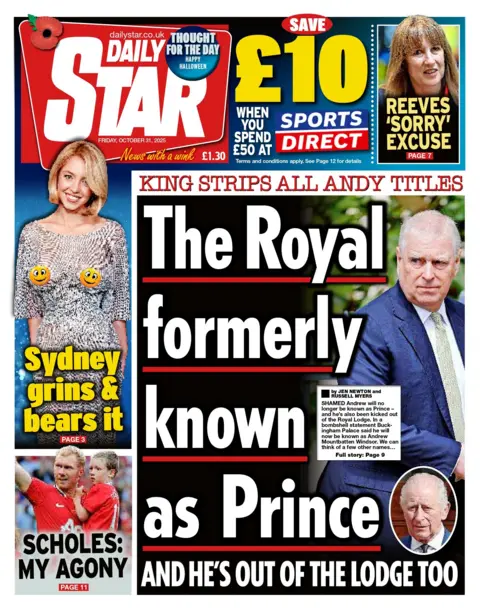 "The Royal formerly known as Prince" reads the headline on the front page of the Daily Star.