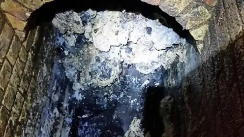 Thames Water / PA A fatberg blocking a Victorian sewer in Whitechapel in London