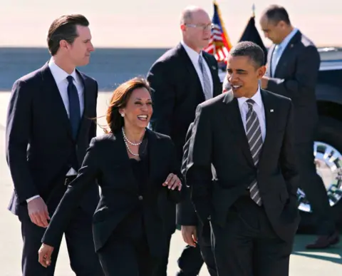 Getty Images Obama and Harris in February 2012 when he was US president and she was attorney general of California