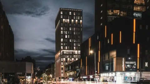 An artist's impression of the 19-storey student accommodation that would be built in the heart of Glasgow's city centre 