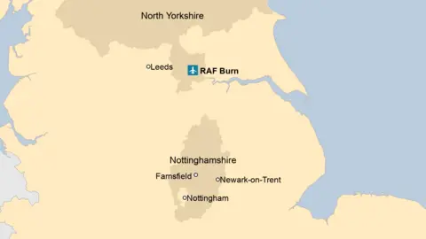 Map of RAF Burn and Farnsfield