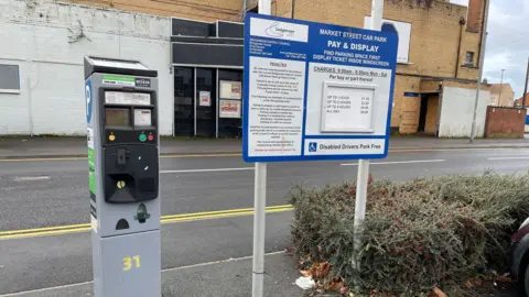 BBC A parking meter with a pricing sign next to it