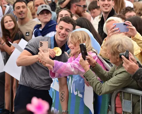 Rhys McClenaghan was welcomed by crowds in Newtownards