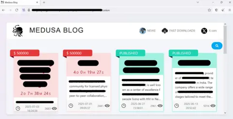 El sitio web de Darknet de Medusa Gang con nombres corporativos se ha ennegrecido