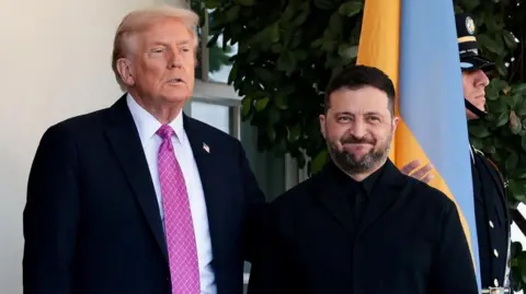 U.S. President Donald Trump welcomes Ukraine's President Volodymyr Zelensky at the White House