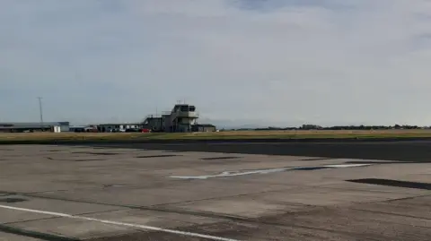 LDRS Blackpool Airport runway showing the control tower in the background