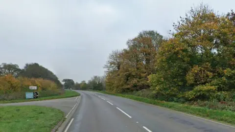 A Google image shows the A148 in Hillington, with the Abbey Road junction in  view, which is near where the crash happened