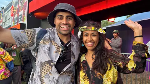 BBC Two fans outside Glastonbury's new South Asian space