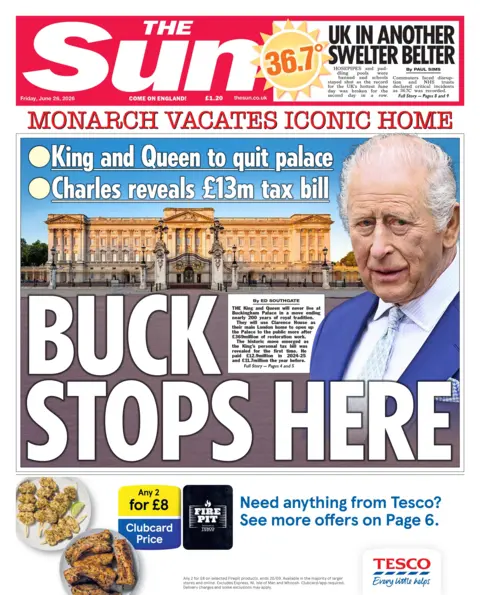 "Buck stops here" reads the headline on the front page of the Sun.