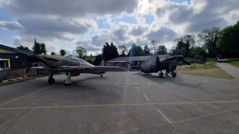 Liz Saul/BBC Two World War Two replica planes were on display for the day at a school in Dartford in Kent