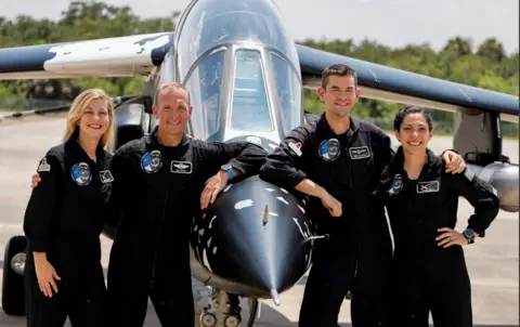 Reuters Anna Menon, Scott Poteet, Jared Isaacman and Sarah Gillis make up the private sector crew of the Polaris Dawn mission.