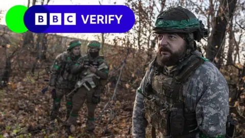 Getty Images A Ukrainian soldier near Toretsk, Donetsk. 