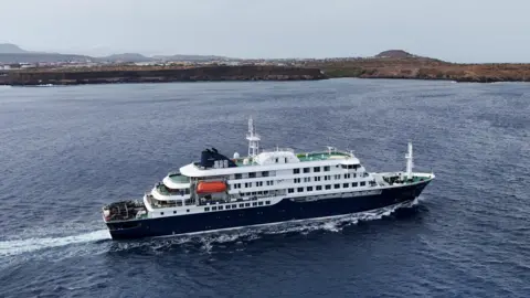 MV Hondius sailing near Praia, Cape Verde