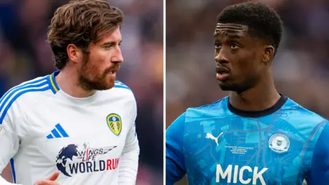 Joe Rothwell in Leeds United colours and Emmanuel Fernandez in Peterborough United's