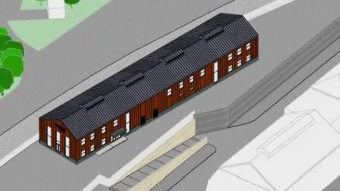 An artist's impression of a two-storey building submitted as part of a planning application by Network Rail for its Blast Lane site in Sheffield.