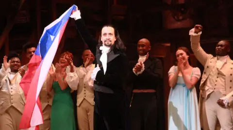 Getty Images Foto de Lin- Manuel Miranda na noite de abertura de Hamilton 2019