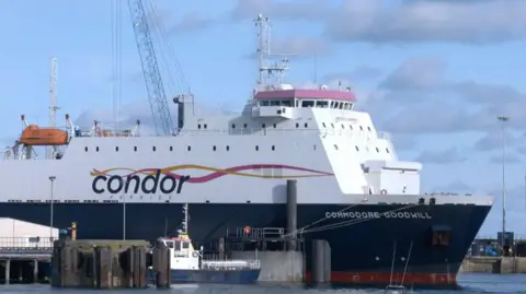BBC A Condor ferry in a harbour