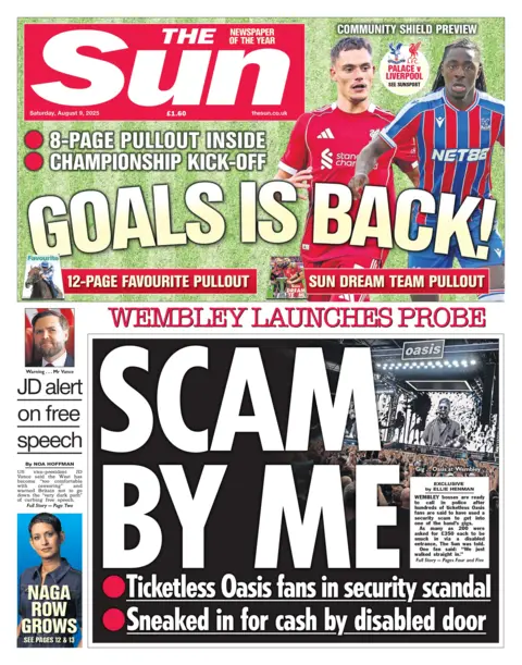 The headline on the front page of the Sun reads: "Scam by me".