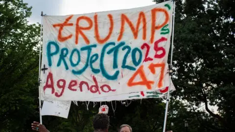 Getty Images An anti-Trump protester