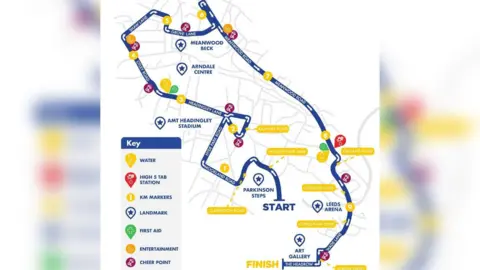 Run for all A map of the route of the Leeds 10K