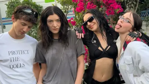 Instagram Troye Sivan, Lorde, Charli XCX and Billie Eilish pose backstage at the Coachella Festival