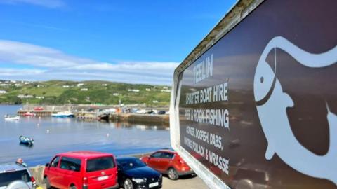 Sign at Teelin Pier in Donegal 