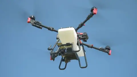 Jamie Niblock/BBC Underneath of a flying drone