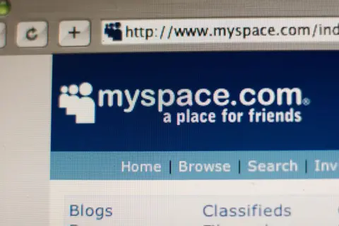 Getty Images Home page of the popular internet networking site, MySpace. 