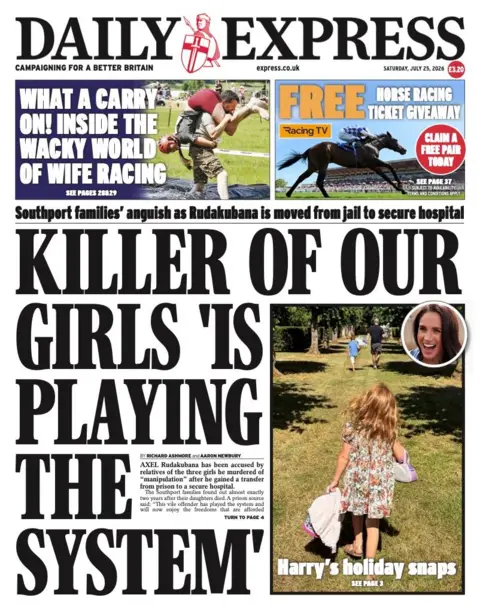 The headline on the front page of the Daily Express reads: "Killer of our girls is playing the system."