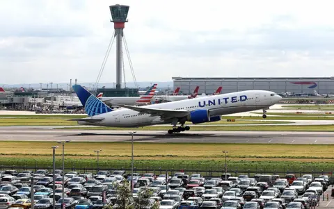 Getty Images A plane takes off at London Heathrow airport.