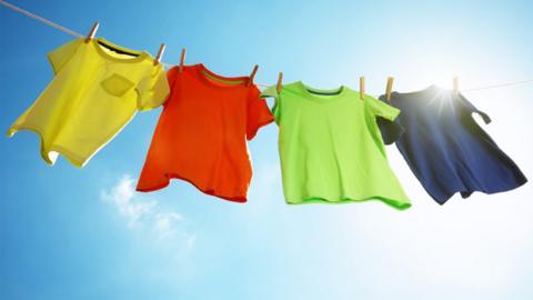 T-Shirts drying on a washing line