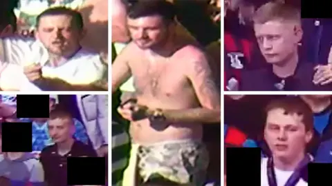 Police Scotland Police have released images of five men sought in connection with incidents at the Scottish Cup final in June