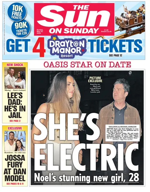The headline on the front page of the Sun reads: "She's electric."