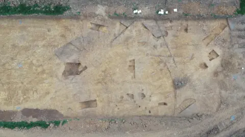 Oxford Archaeology Aerial photo of archaeological dig