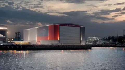 BAE Systems An artists impression of the Janet Harvey Hall, shipbuilding facility