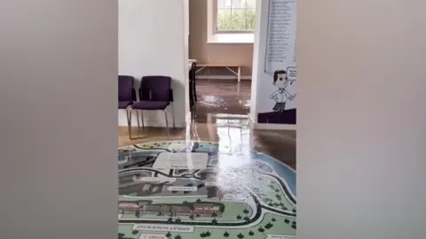 A flooded floor of the museum 