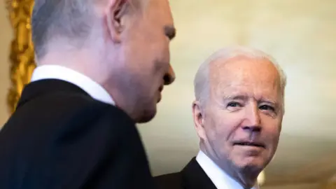 Getty Images image shows Putin and Biden