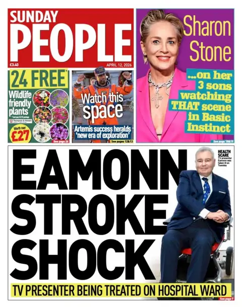 The headline on the front page of the Sunday People reads: "Eamonn Stroke Shock."